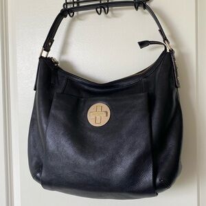 Kate Spade Womenʼs Black Boho Leather Handbag Shoulder Bag/Purse Polka Dot Lined